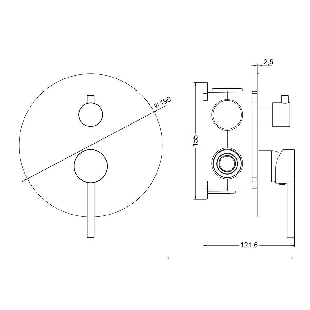 Grifo De Ducha Empotrada de ZUL equipo de pared redondo acabado GUN METAL de latón - Imagen 6