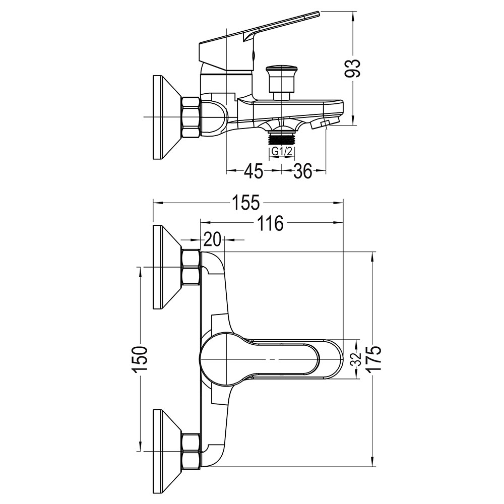 Grifo De Bañera de ASPEN bañera acabado cromado brillo de latón - Imagen 3