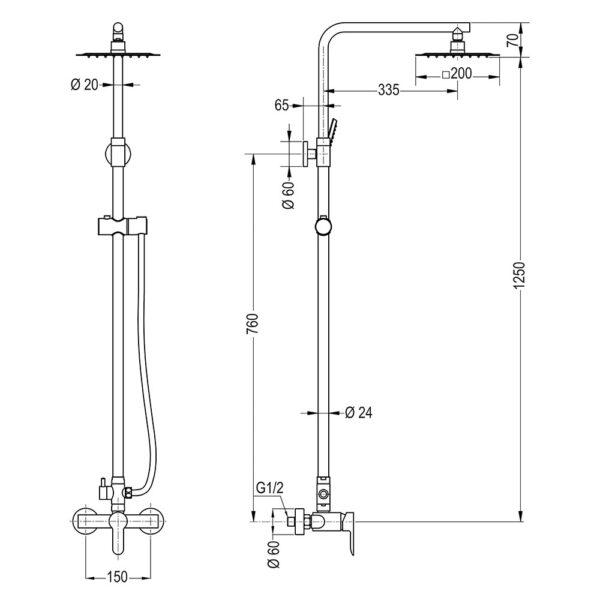 Pack de SIOUX columna y grifo acabado cromo brillo de latón - Imagen 6