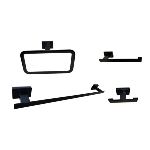 Pack Accesorios Baño de cuadrada acabado negro mate de acero inoxidable