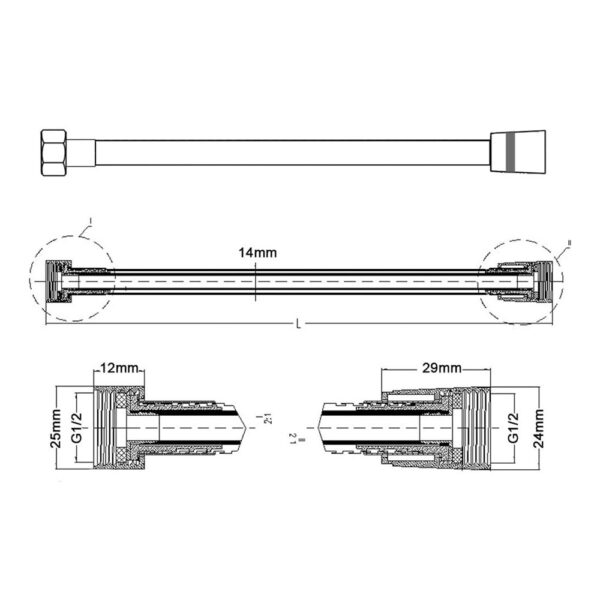 Flexo de 175 cm acabado cromo brillo de pvc - Imagen 5