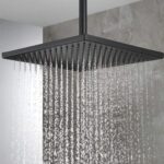 Duchón Rociador de 20×20 cm cuadrado acabado negro mate de ABS