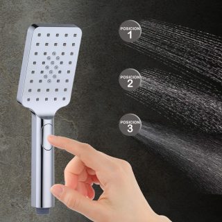 Maneral Mango de Ducha 3 posiciones BERLIN cuadrado acabado CROMO brillo fabricado en ABS