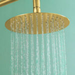 Duchon Rociador de 25 cm redondo acabado oro cepillado de acero inoxidable