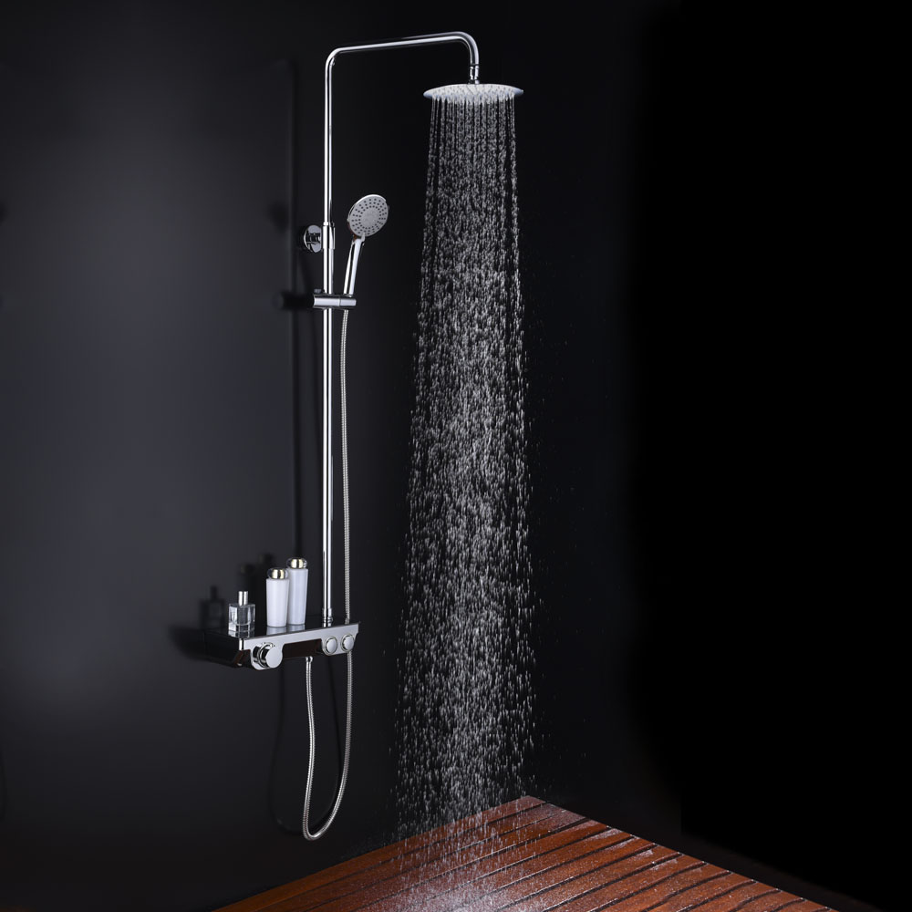 Columna cómoda del sistema del cuarto de baño de la ducha con la cabeza  redonda movible del agua de la lluvia