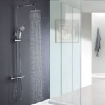 Columna De Ducha de 100-150 cm TACTO FRÍO extralarga redonda acabado cromo brillo de latón