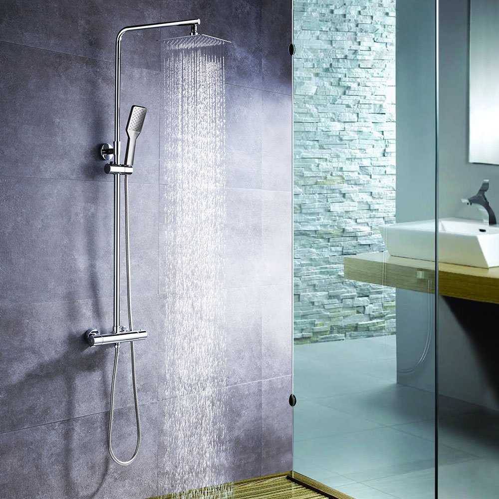 Columna de ducha monomando extralarga modelo SIOUX tubo redondo extensible  regulable en altura de 100 a 150 cm. – Llavisan