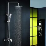 Columna De Ducha de 100-150 cm DUAL extralarga cuadrada acabado cromo brillo de latón