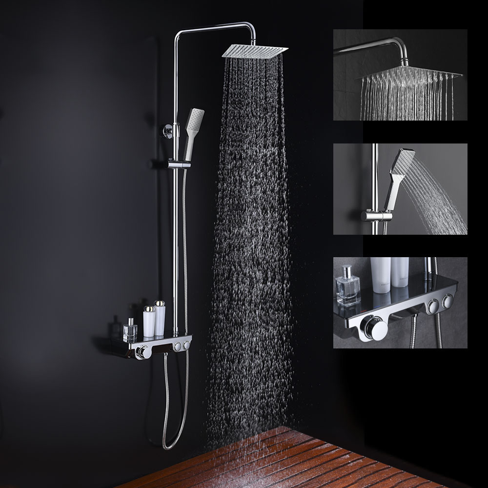 Grohe - Grifo termostático para bañera con repisa Grohtherm + set de ducha  Rainshower