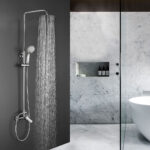 Columna De Ducha de 100-150 cm SIOUX extralarga redonda acabado cromo brillo de latón