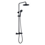 Columna De Ducha de 100-150 cm extralarga redonda acabado black mate de latón