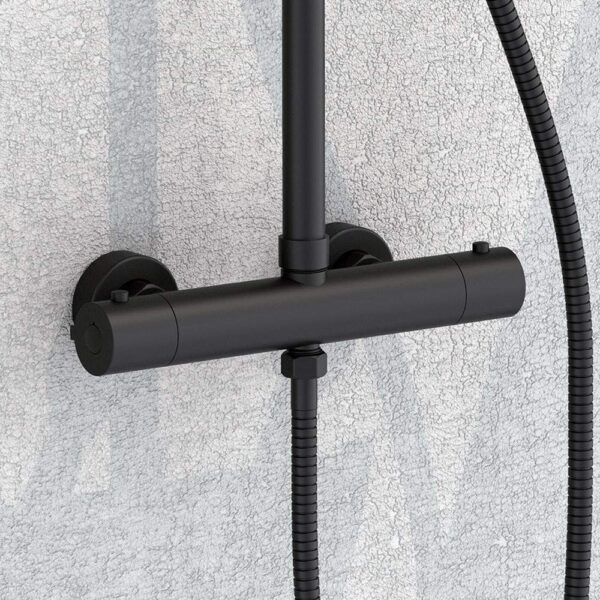 Columna De Ducha de 100-150 cm extralarga cuadrada acabado black mate de latón - Imagen 2