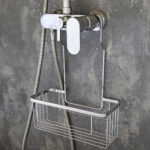 Portagel cesta de ducha y bañera sin taladros SOLANO, muy ligero, de acero inoxidable acabado cromo brillo