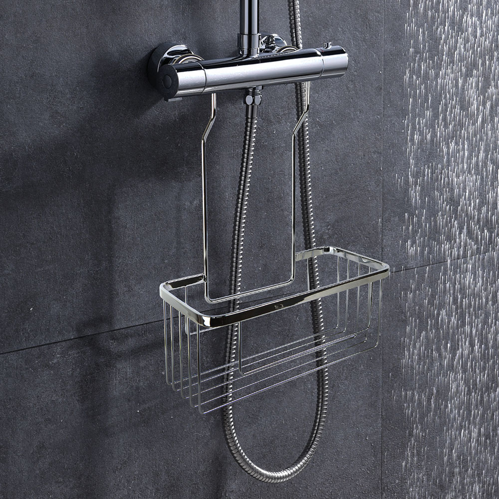 Portagel cesta de ducha y bañera sin taladros SOLANO, muy ligero, de acero  inoxidable acabado cromo brillo – Llavisan