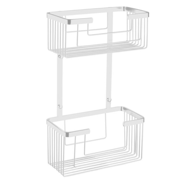 Cesta Portagel de doble rectangular acabado blanco mate de aluminio - Imagen 2