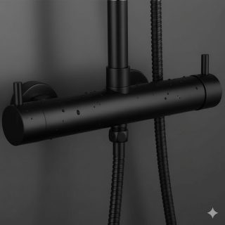 Grifo Columna Ducha monomando T acabado NEGRO MATE fabricado en latón