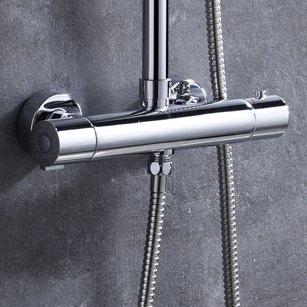 Grifo baño-ducha termostática con columna Retro cromo