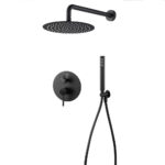 Grifo De Ducha Empotrada de OSLO equipo de pared redondo acabado negro mate de latón