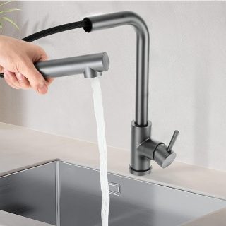 Grifo De Fregadero de STORM extraible acabado gun metal mate de latón