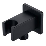 Soporte con toma de agua cuadrado acabado NEGRO MATE fabricado en latón