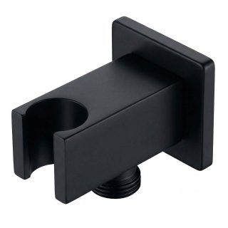 Soporte con toma de agua cuadrado acabado NEGRO MATE fabricado en latón