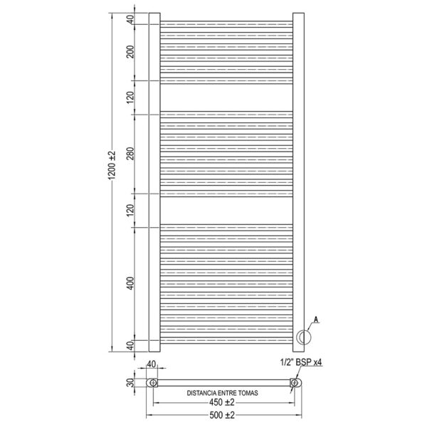 Radiador Secatoallas de 120 cm x 50 cm eléctrico acabado blanco brillo de acero - Imagen 5