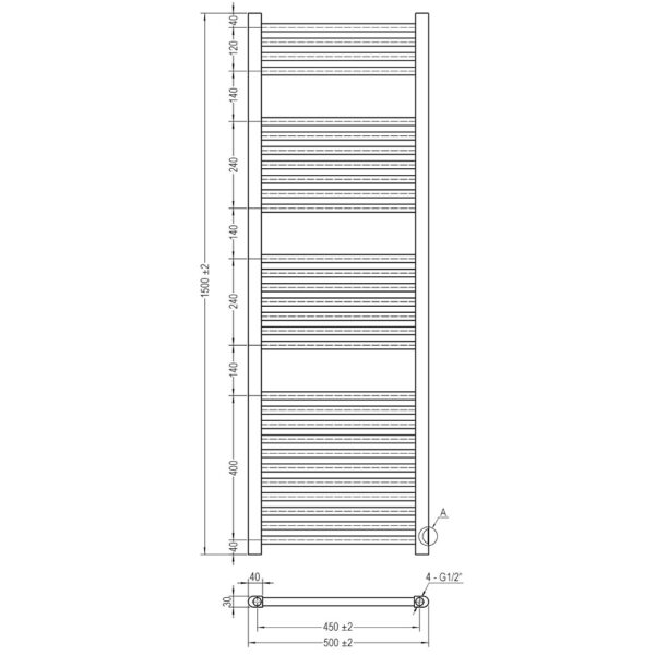 Radiador Secatoallas de 150 cm x 50 cm circuito calefacción acabado cromo brillo de acero - Imagen 5