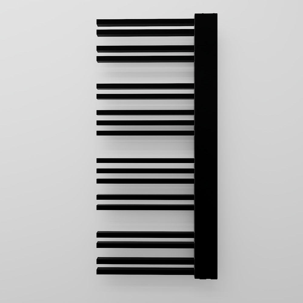 Radiador Secatoallas de 120 cm x 50 cm LINE circuito calefacción acabado negro mate de acero