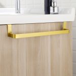 Toallero sin taladros de 36 cm acabado ORO CEPILLADO fabricado en acero inoxidable