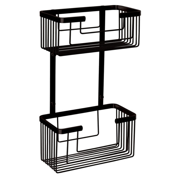 Cesta Portagel de doble rectangular acabado negro mate de latón