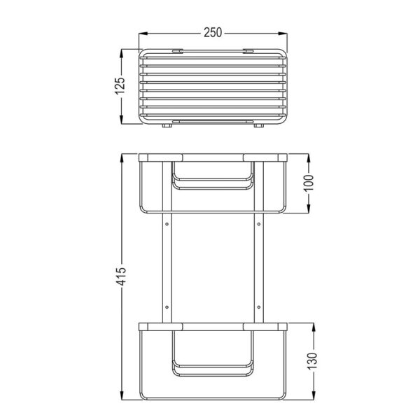 Cesta Portagel de doble rectangular acabado negro mate de latón - Imagen 3