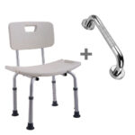 Pack silla de ducha cuadrada + asa antideslizante 30 cm